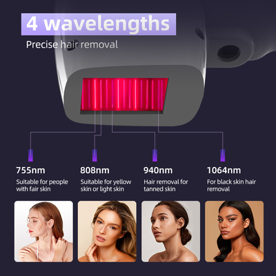 808 Diod Laser Ice Hair Removal Machine 4 Długości fali 1064nm Zmienny rozmiar plamki System Android